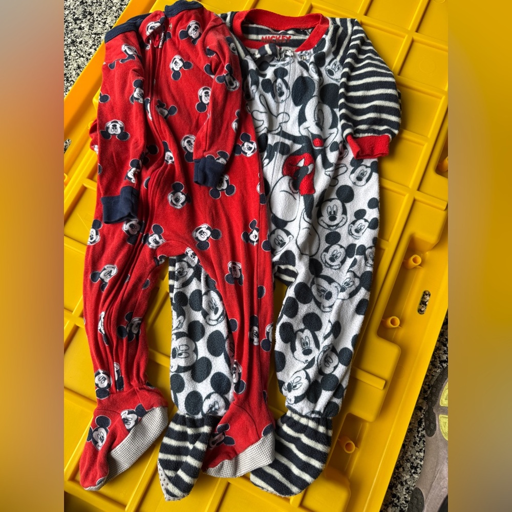 Disney Mickey Mouse Kids Footies - Red, Black, and White